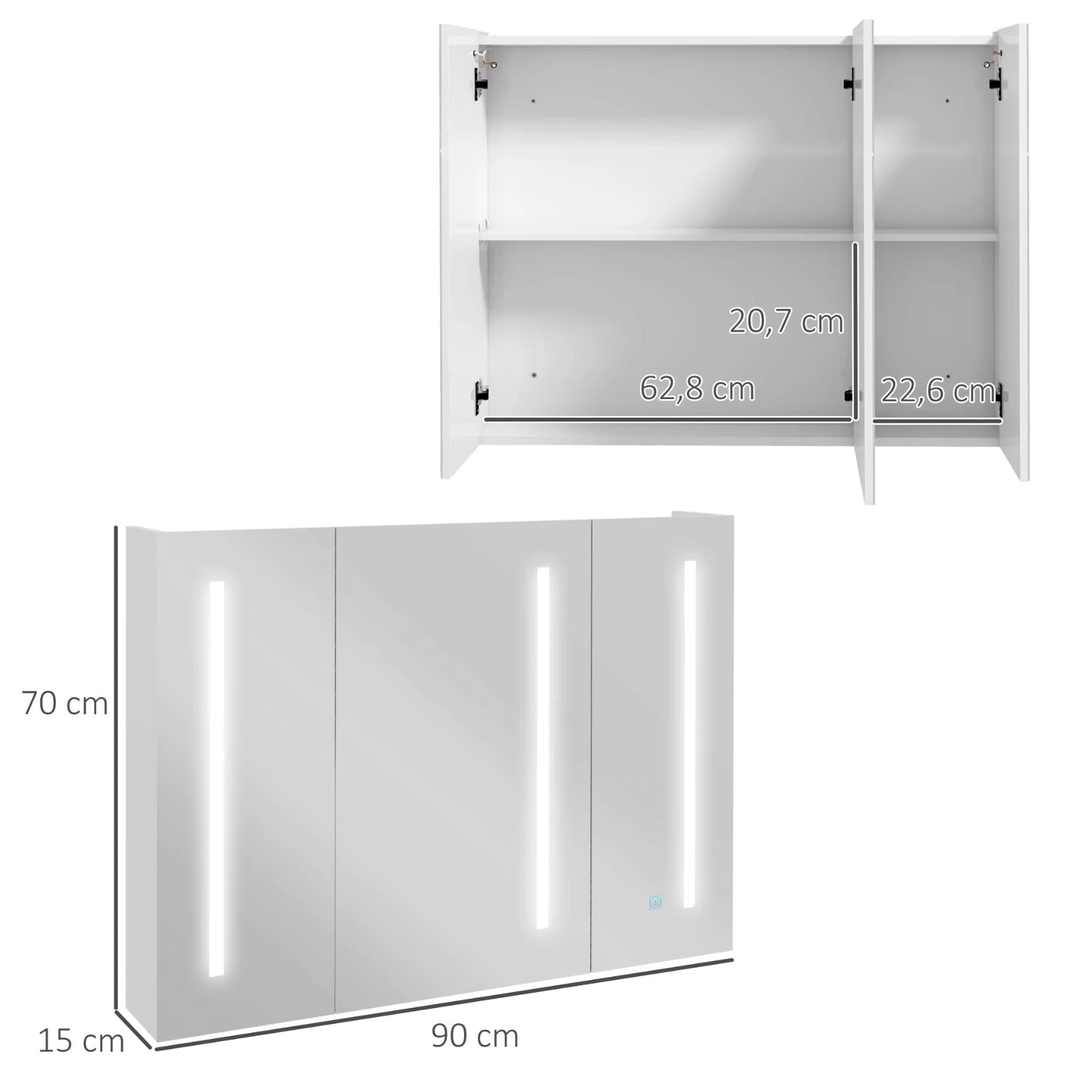 Dimensions et Rangements de l'Armoire Miroir Pour Salle de Bain.