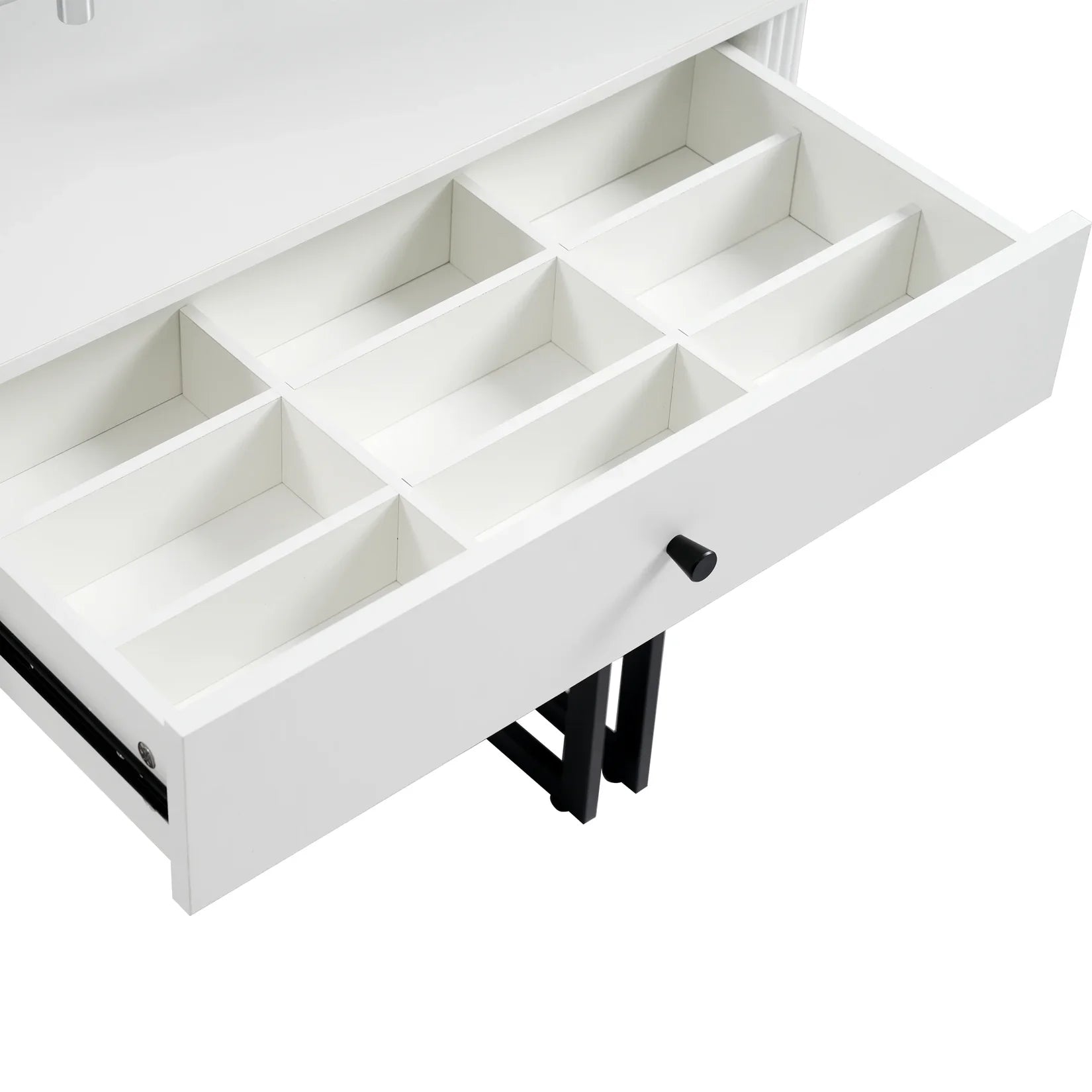 Coiffeuse avec Miroir Détail Tiroir 8 Compartiments.