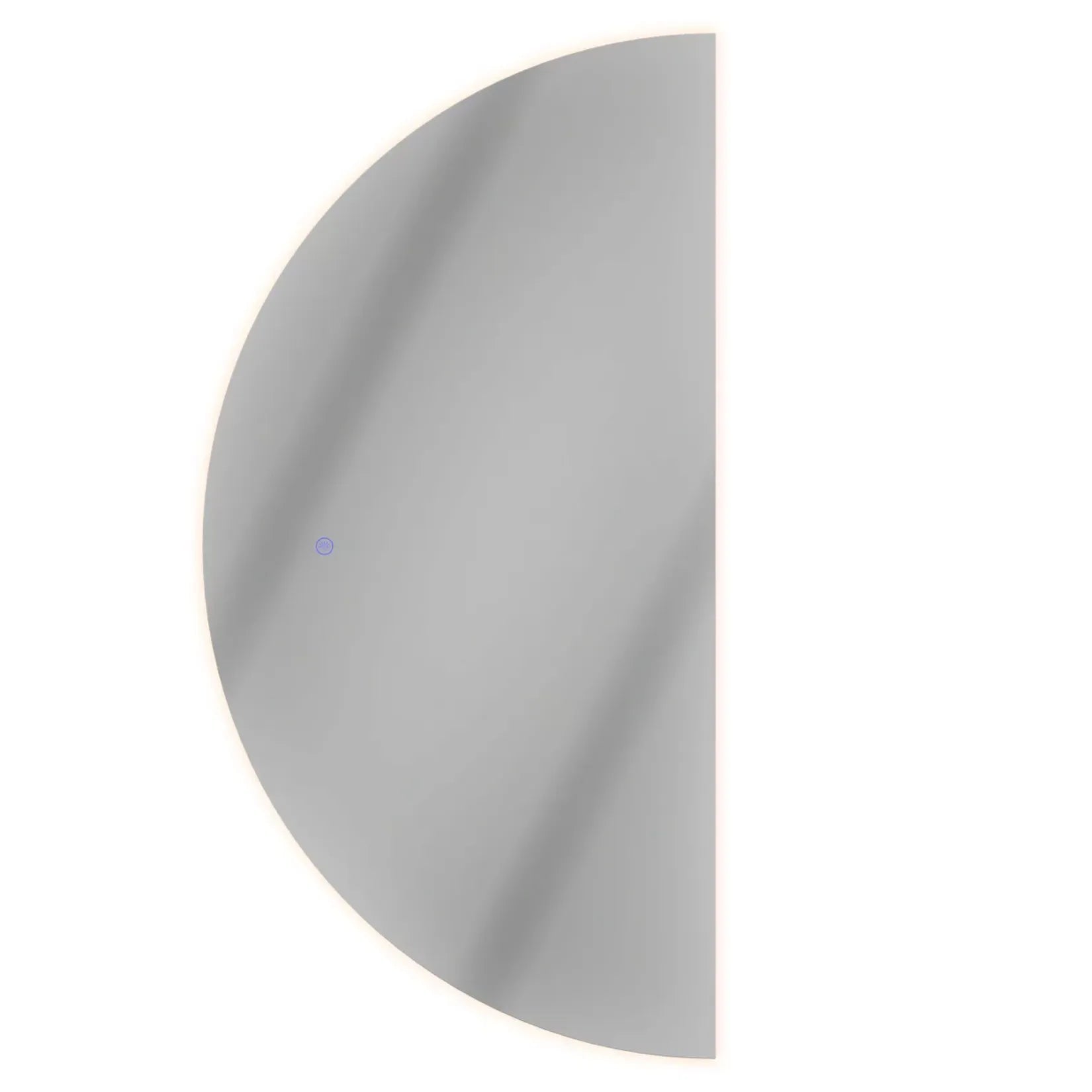 Demi miroir rond LED – vue face capteur tactile et rétroéclairage périmétrique.