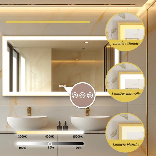Éclairage multicolore pour miroir salle de bain 160 cm moderne