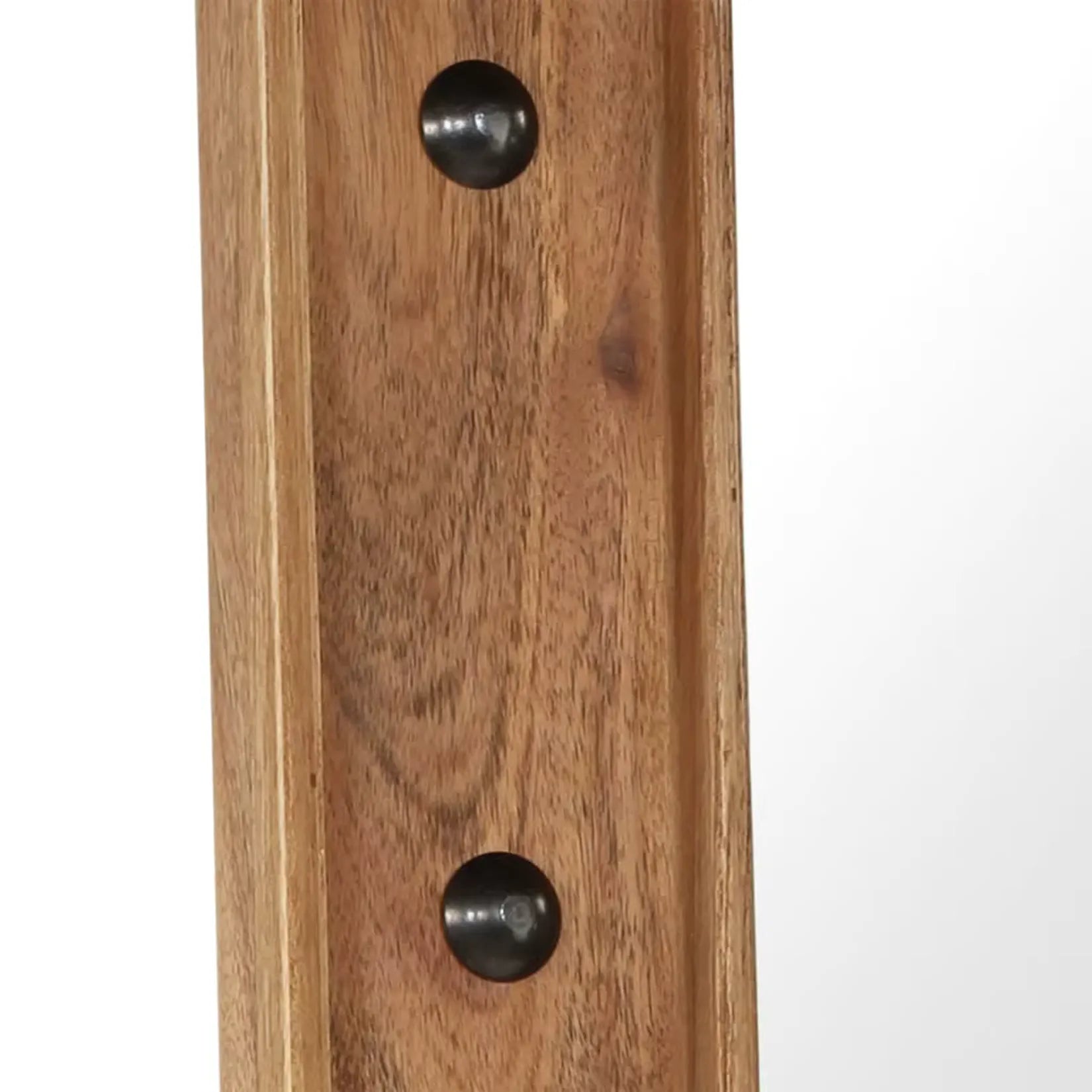 Miroir Acacia Massif Détail Cadre Bois Clous Noirs.