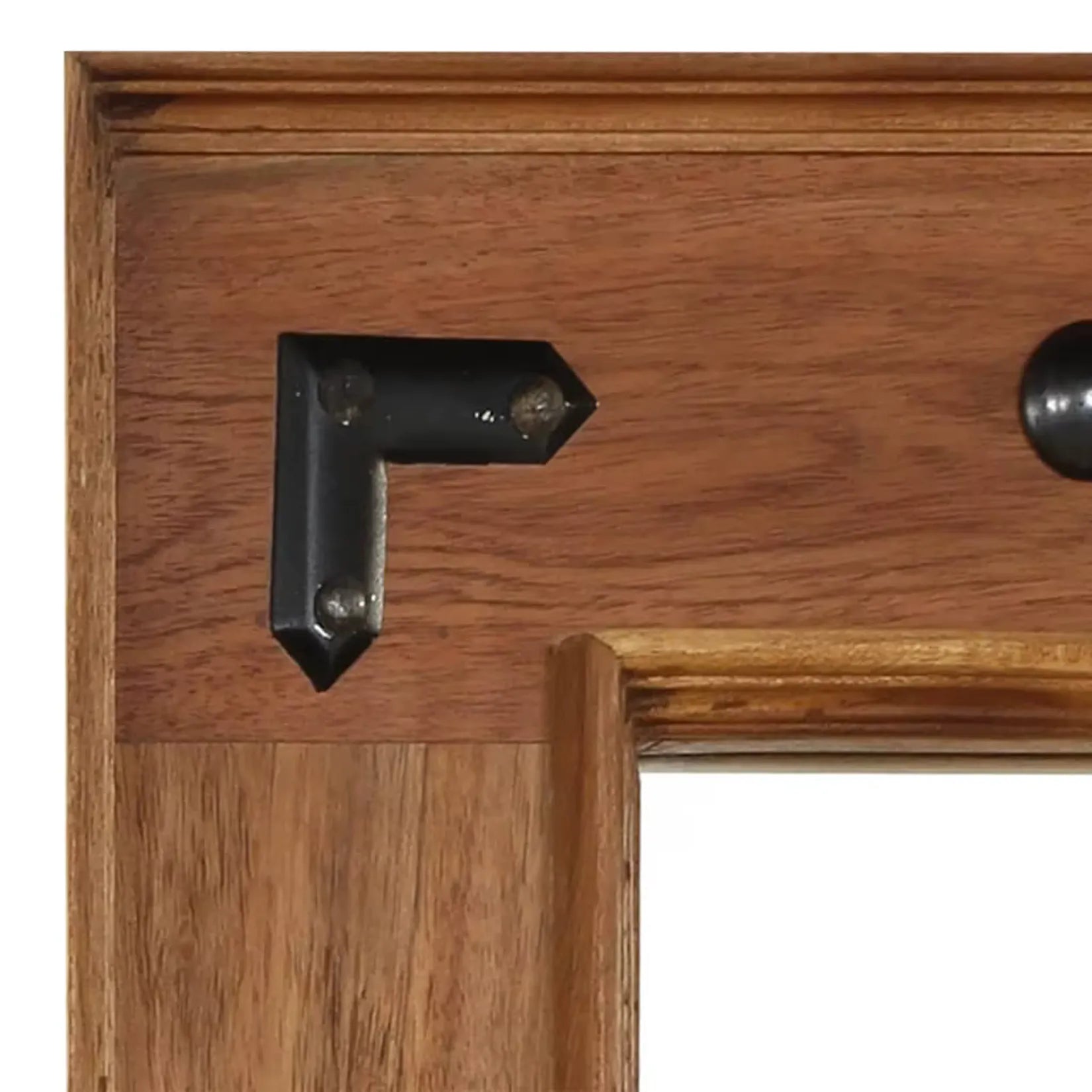 Miroir Acacia Massif Détail Équerre Acier Noir.