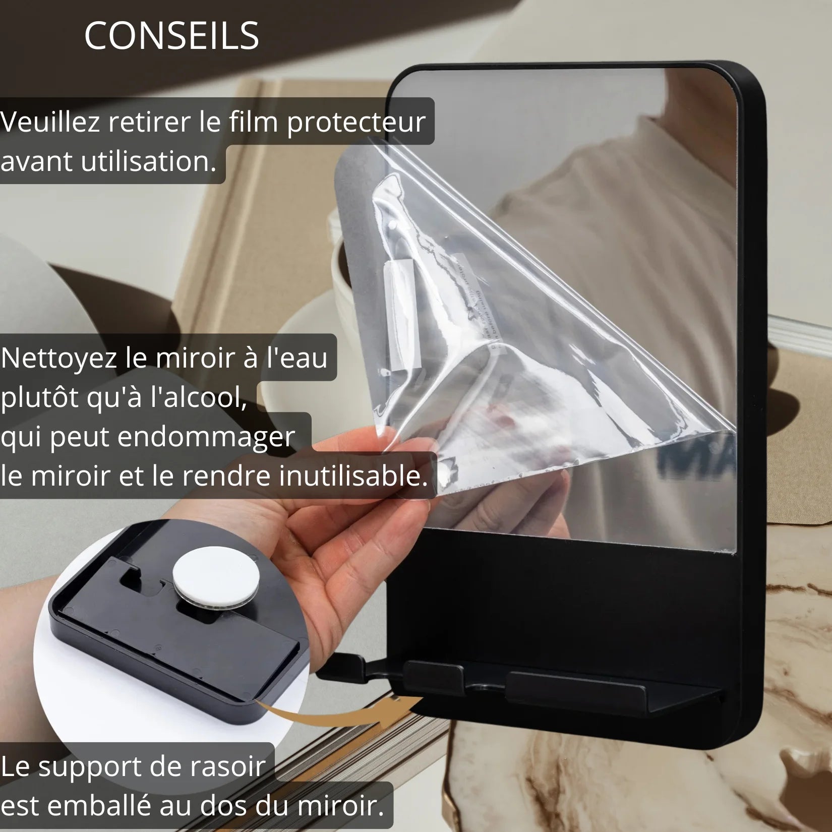 Miroir Antibuée Conseils d'Utilisation et Entretien.