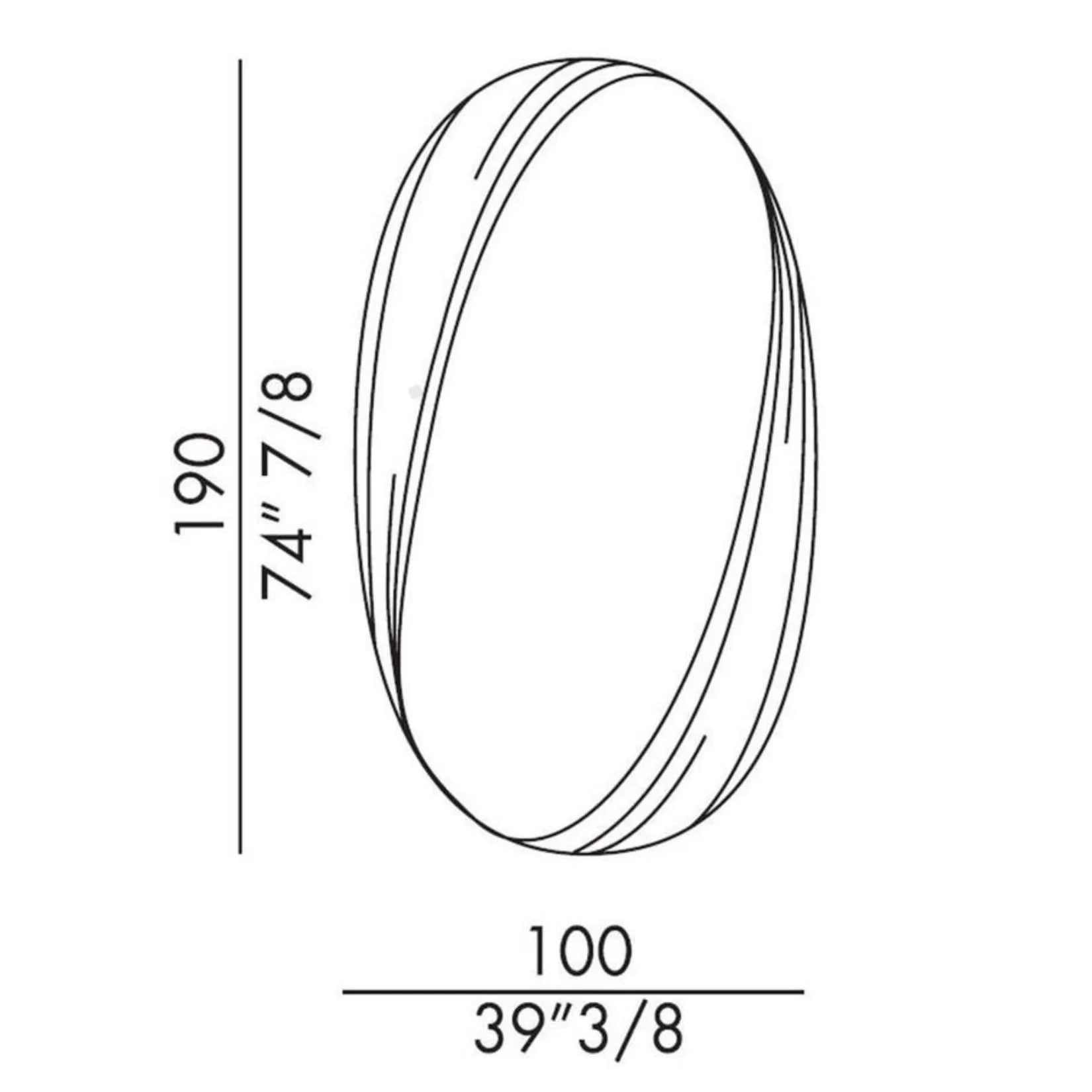 Miroir Art Verre Sillage Dimensions 100x190 cm.