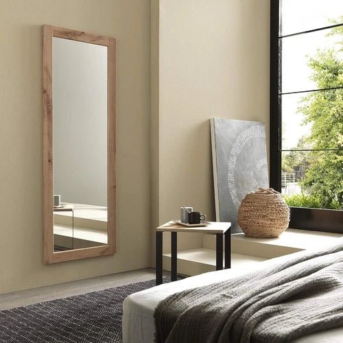 Miroir en bois chêne massif 160x60 accroché au mur