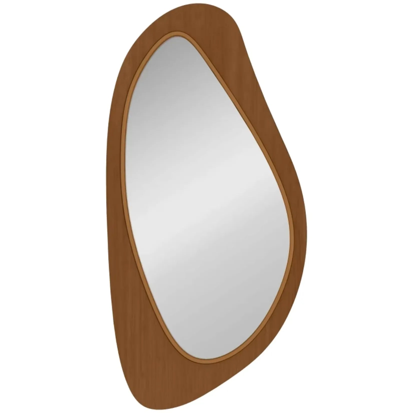 Miroir bois organique forme libre sur fond blanc – vue de face.