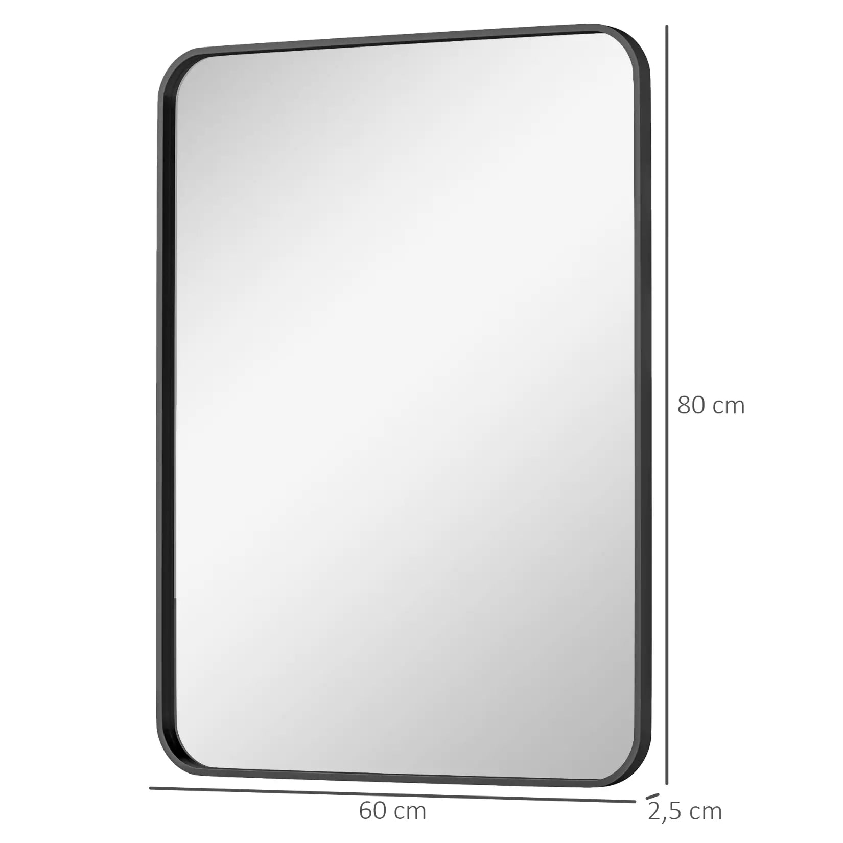 Miroir cadre noir rectangulaire dans des dimesnsions de 80x60 cm.