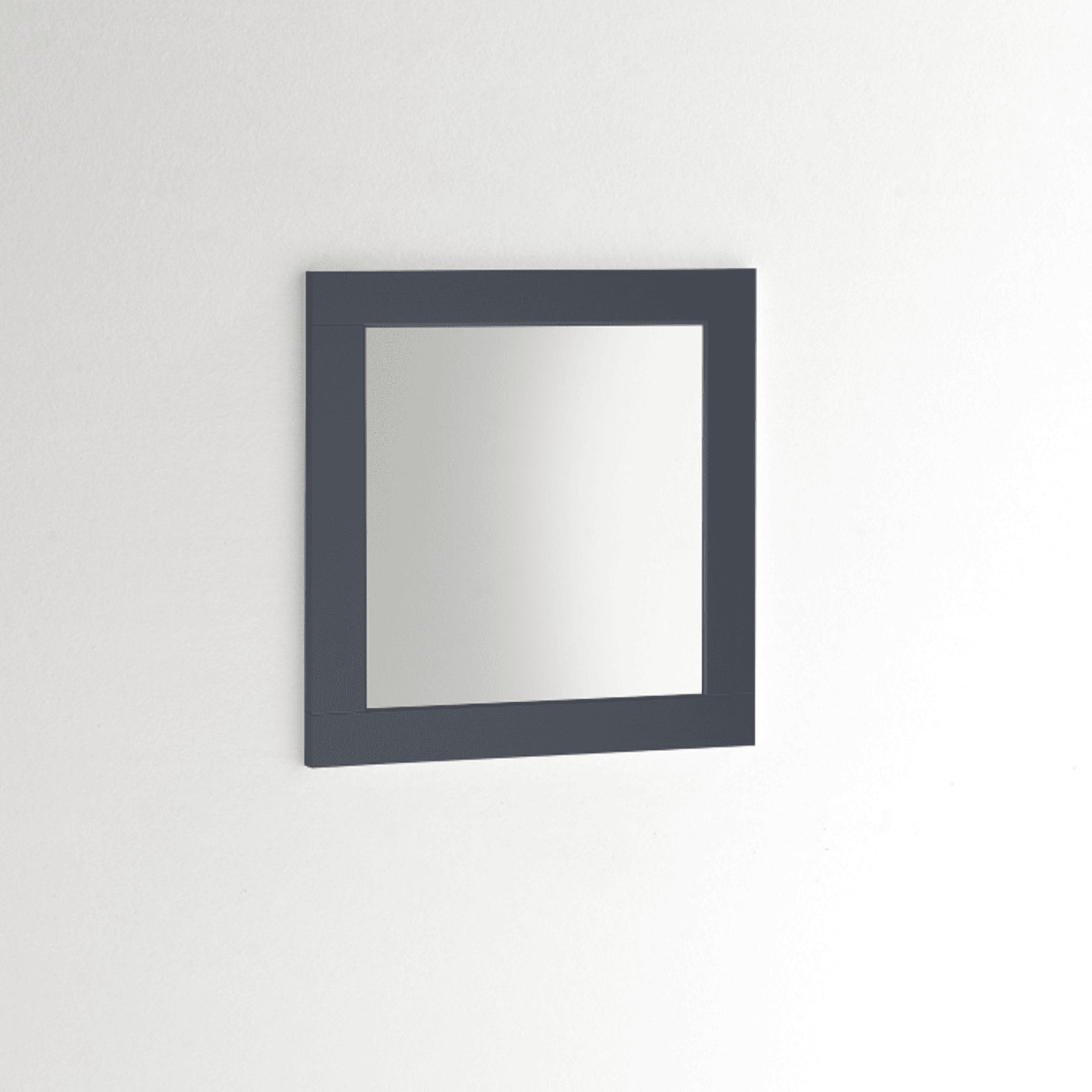 Miroir carré 60x60 cm en bleu foncé, idéal pour un mur élégant et contemporain.