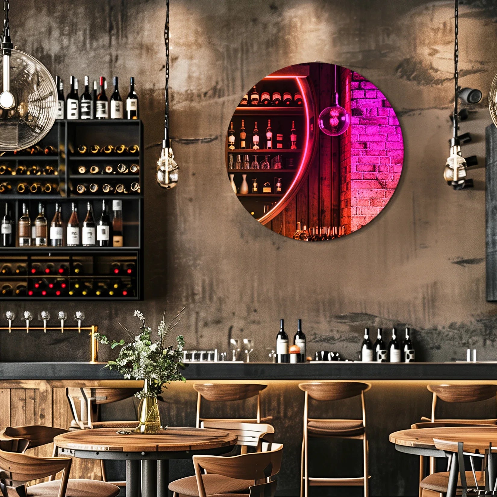 Miroir coloré arc-en-ciel bar restaurant ambiance.