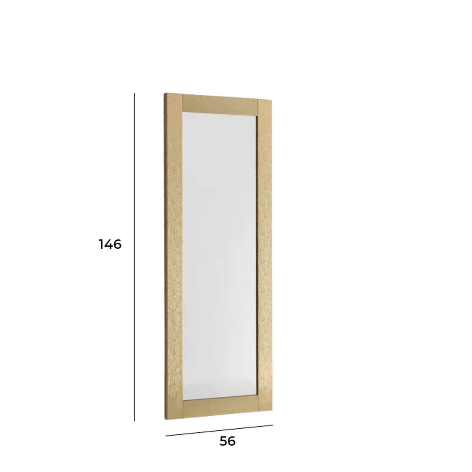 Dimensions miroir cuivre 146x56 cm – schéma technique cadre MDF.
