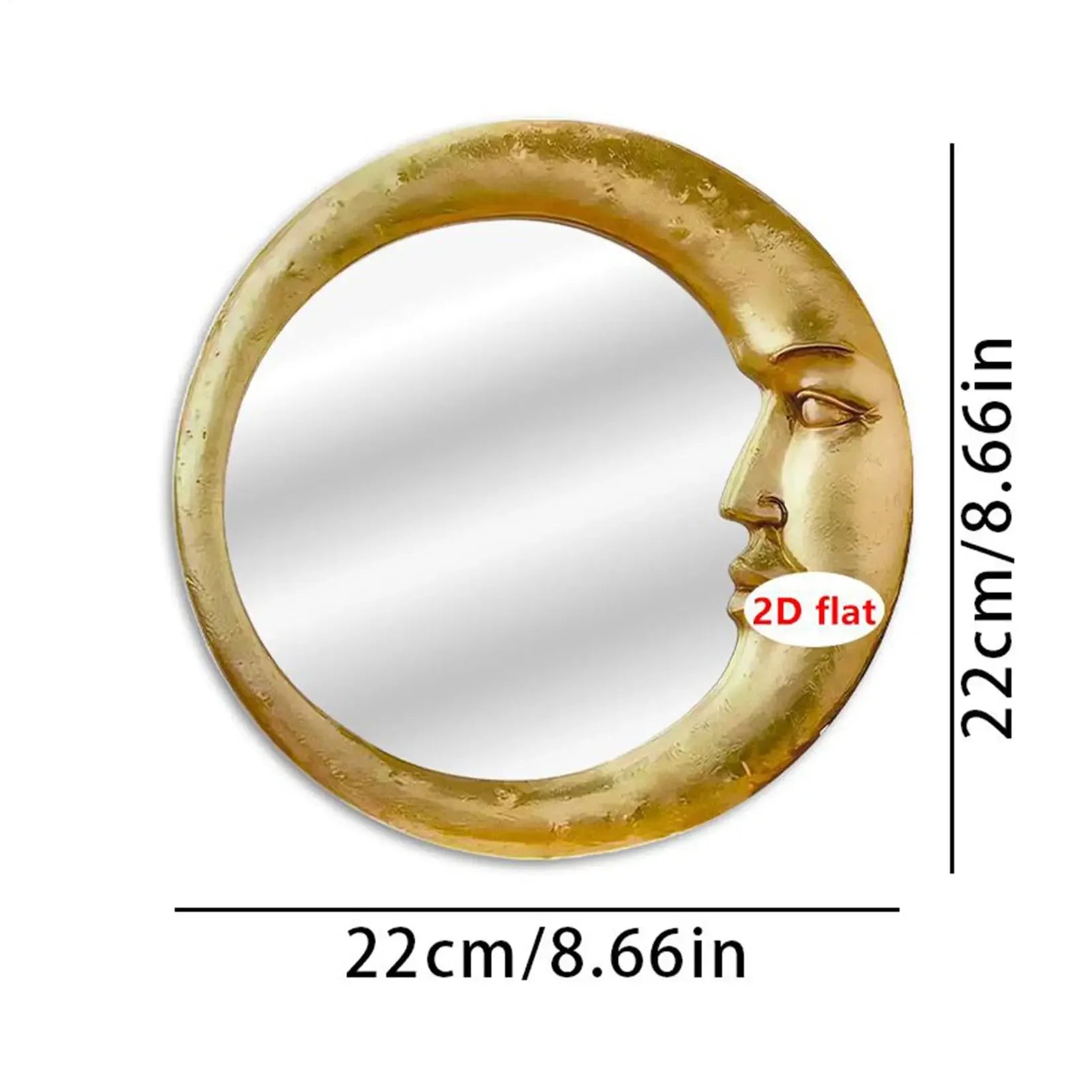 Miroir de Sorcière Lune Doré dimensions 22 cm.