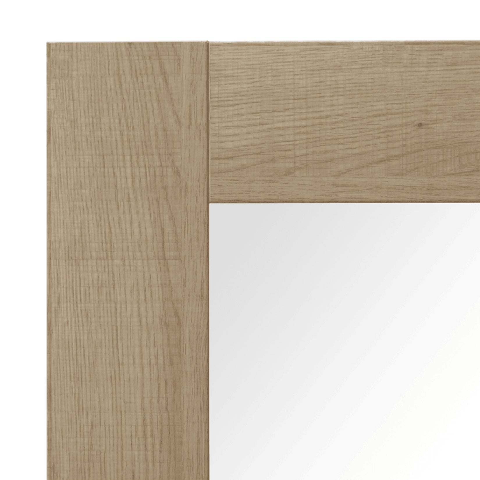 Gros plan sur le cadre en bois du miroir étagère bois.