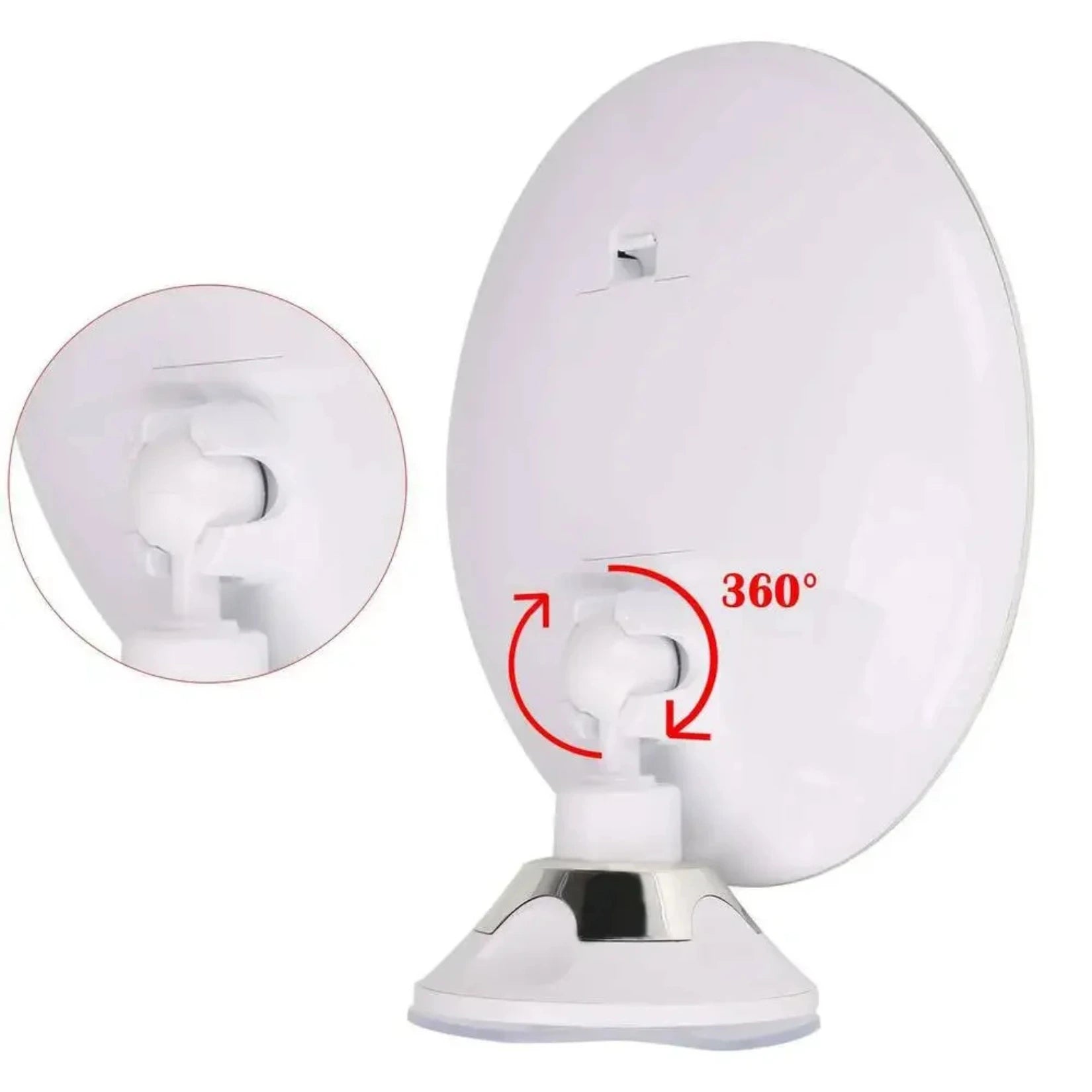 Rotation 360° du Miroir Grossissant et Lumineux 10X à Ventouse et sur Pied.