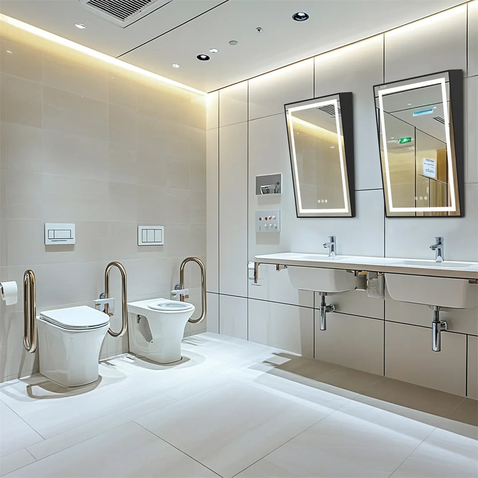 Miroir Inclinable LED Vue Latérale et Profil.