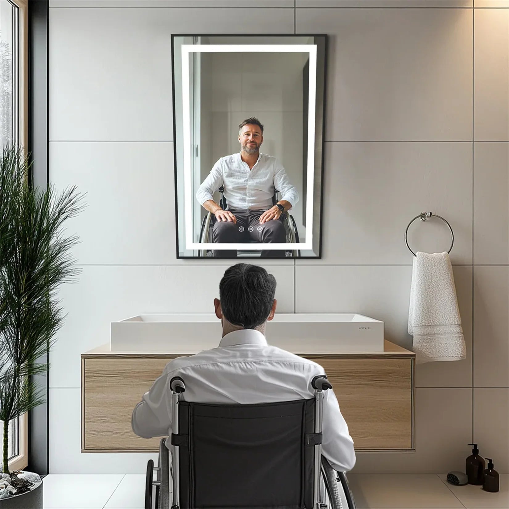 Miroir Inclinable dans Sanitaires PMR Professionnels.