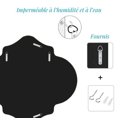 Vue arrière du miroir mural avec système de fixation et finition imperméable, idéal pour les environnements humides