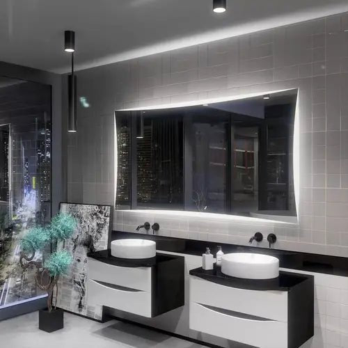 Miroir 140x60 cm avec étagère en verre transparent, détail - MIROIR FRANCE