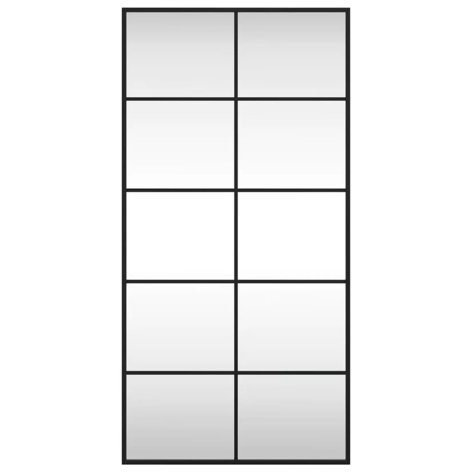 Miroir métal noir industriel style verrière 100x50 cm – vue de face.