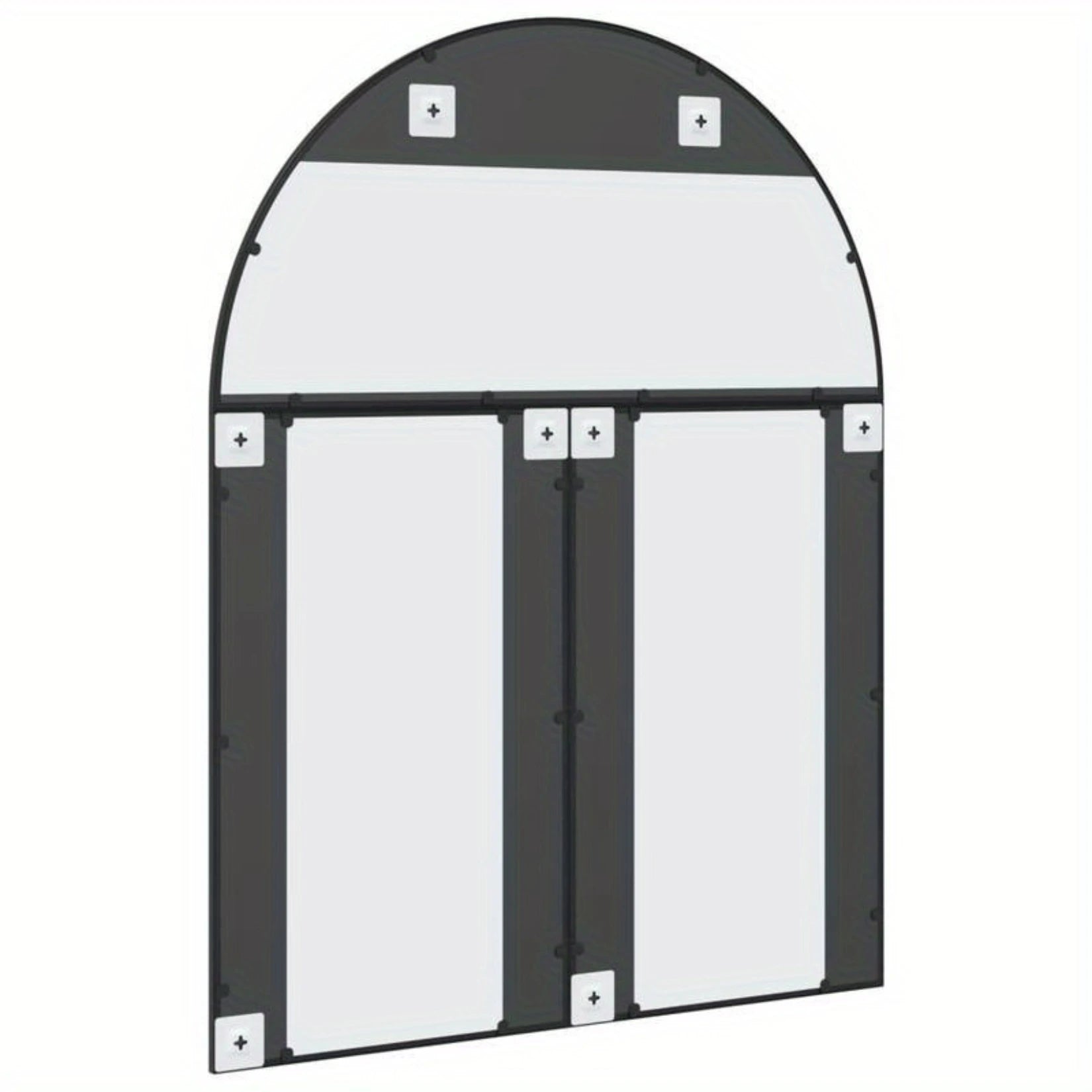 Vue arrière du miroir mural industriel avec fixations renforcées.