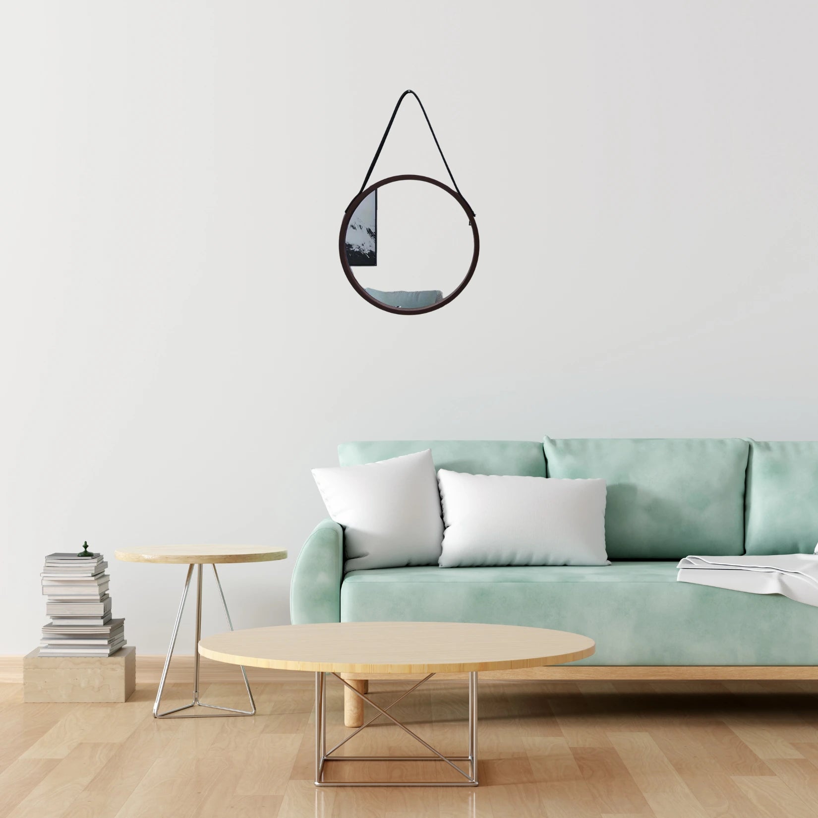 Miroir Noir Rond en Bois, un élément de décoration murale pour un intérieur moderne.