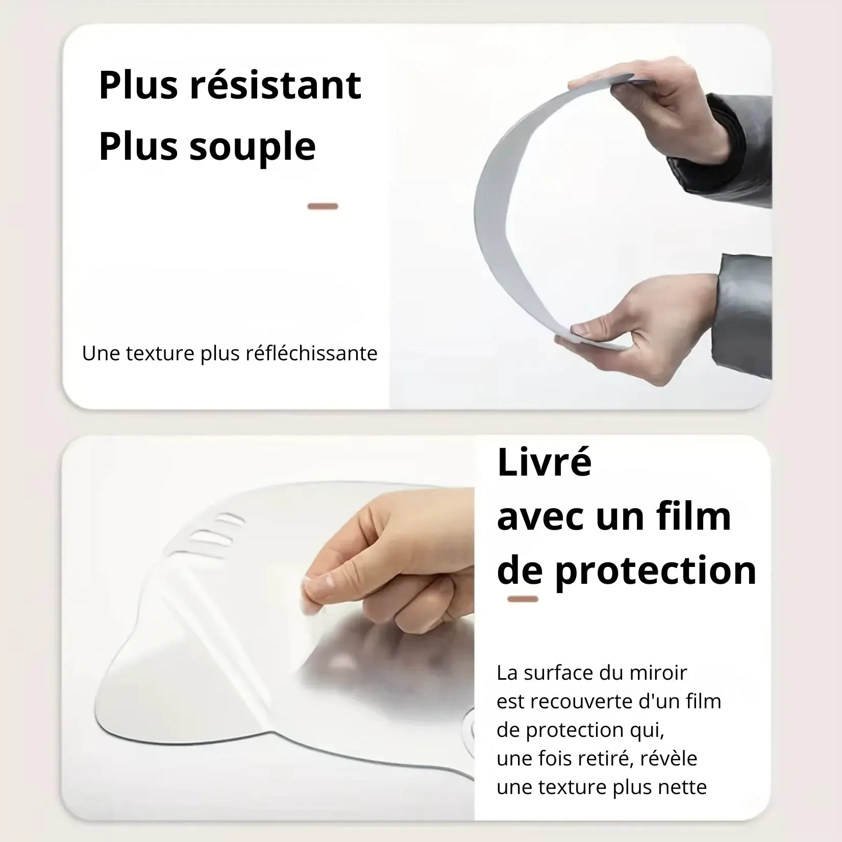 Miroir Nuage acrylique souple résistant avec film de protection.