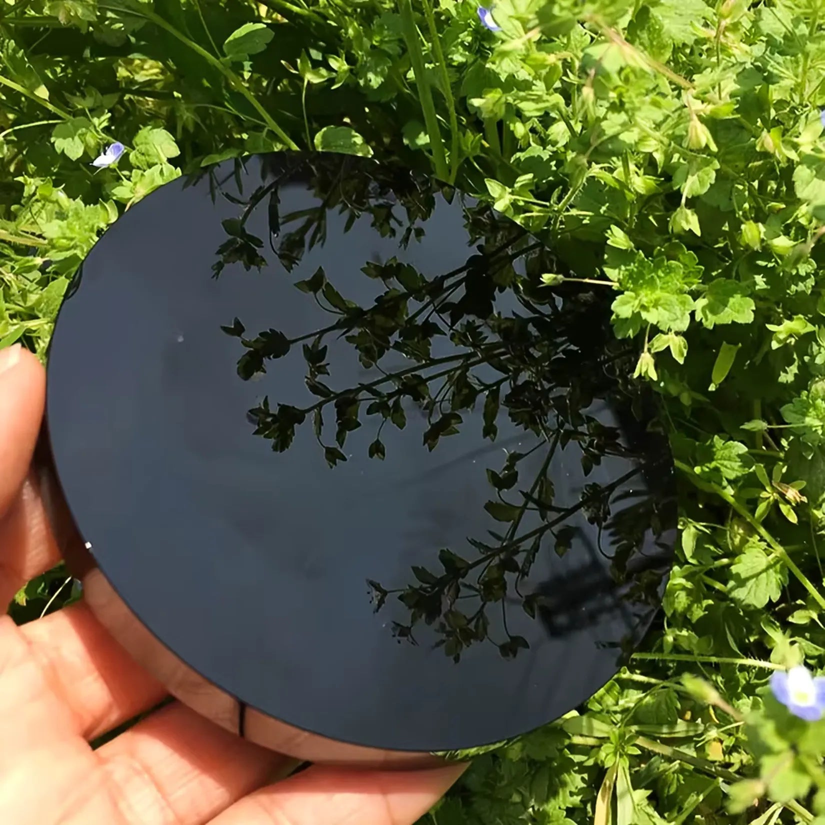 Miroir Obsidienne Noire Reflet Nature.