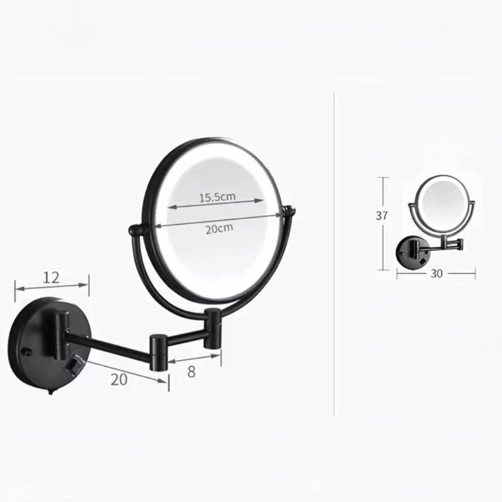 Miroir Pivotant Mural Dimensions 20 cm.