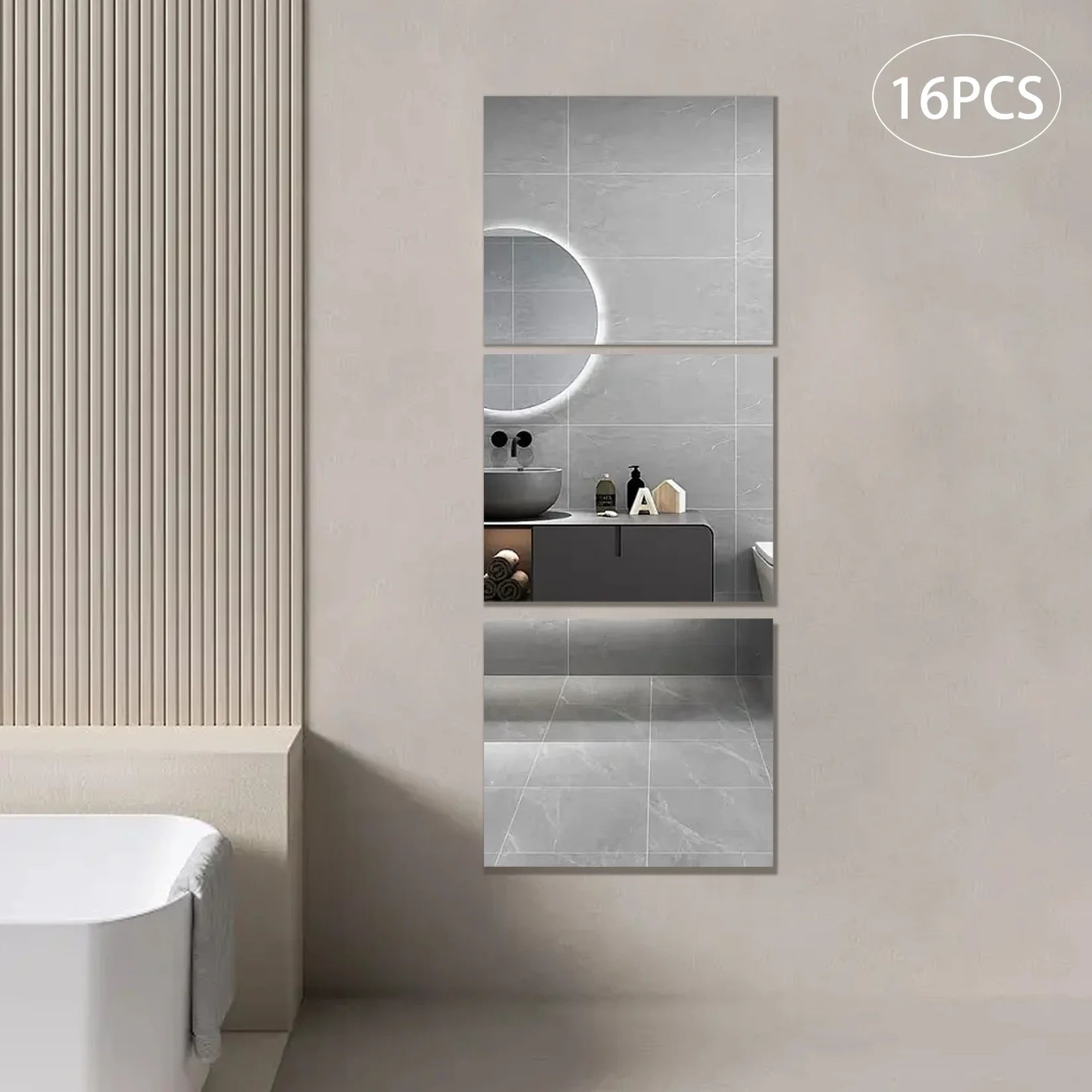 Miroir plafond dalles acrylique salle de bain.