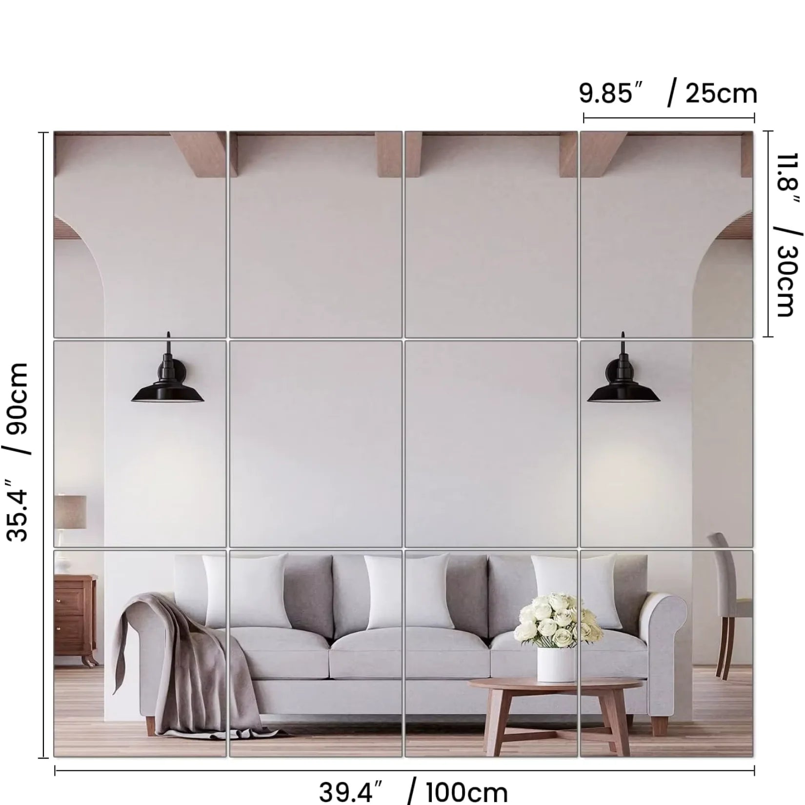 Miroir pour salle de sport dimensions 100x90 salon.