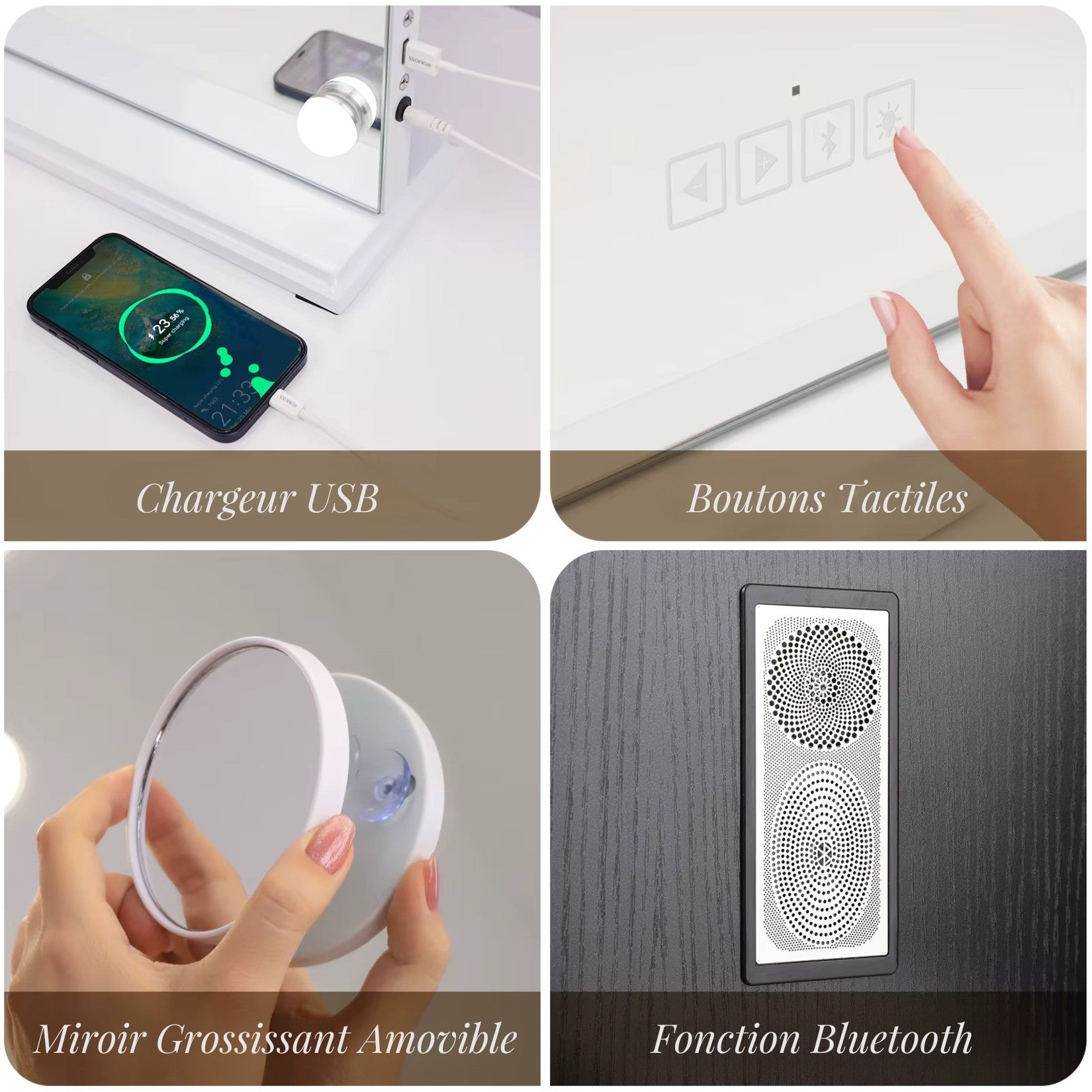 Lumière Naturelle - Recréez une luminosité réaliste pour un maquillage parfait avec ce miroir professionnel.