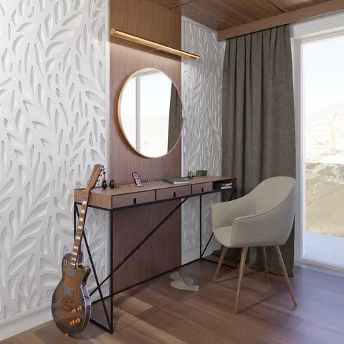 Miroir rond cadre or brossé décor minimaliste