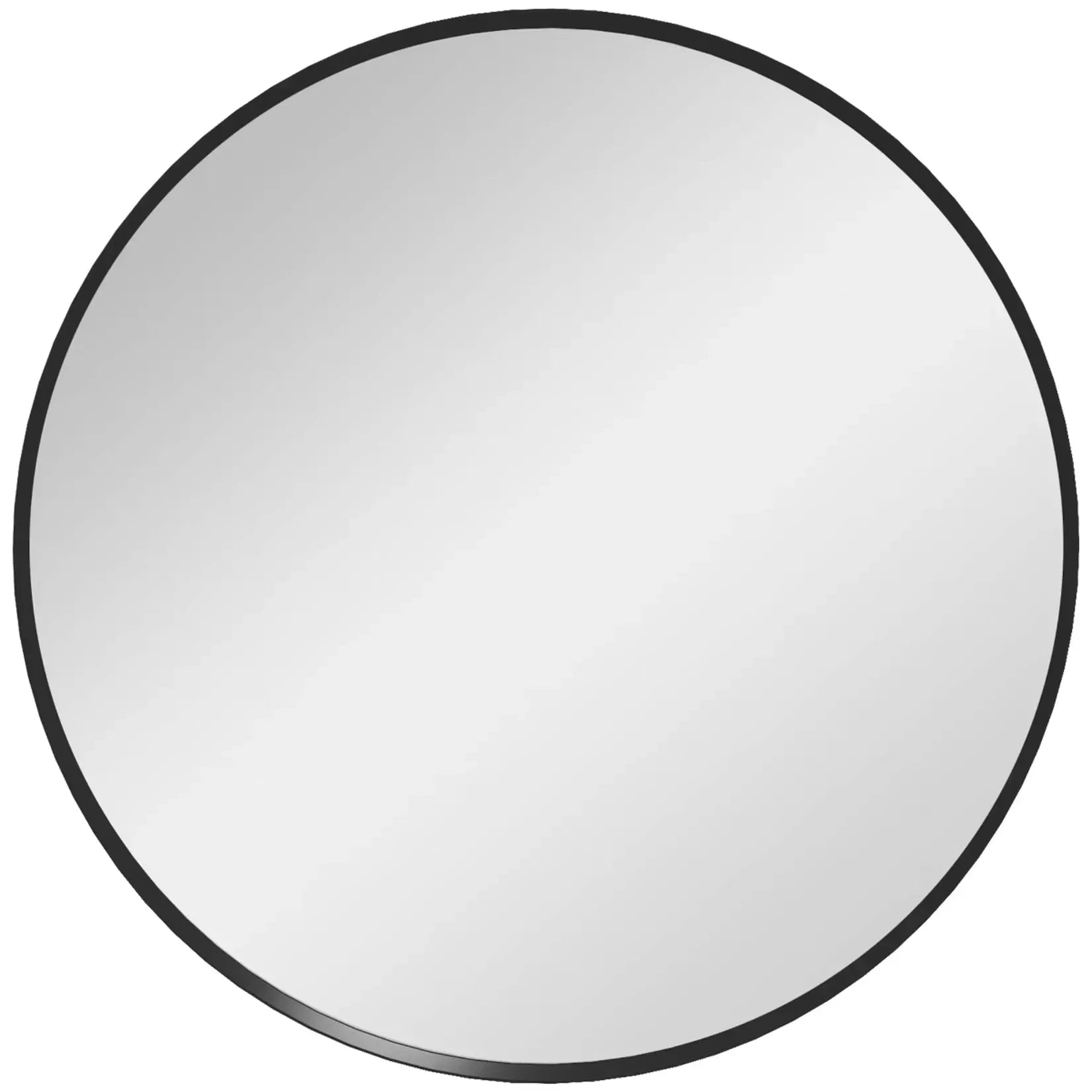 Miroir rond noir cadre aluminium fin – Vue produit fond blanc.