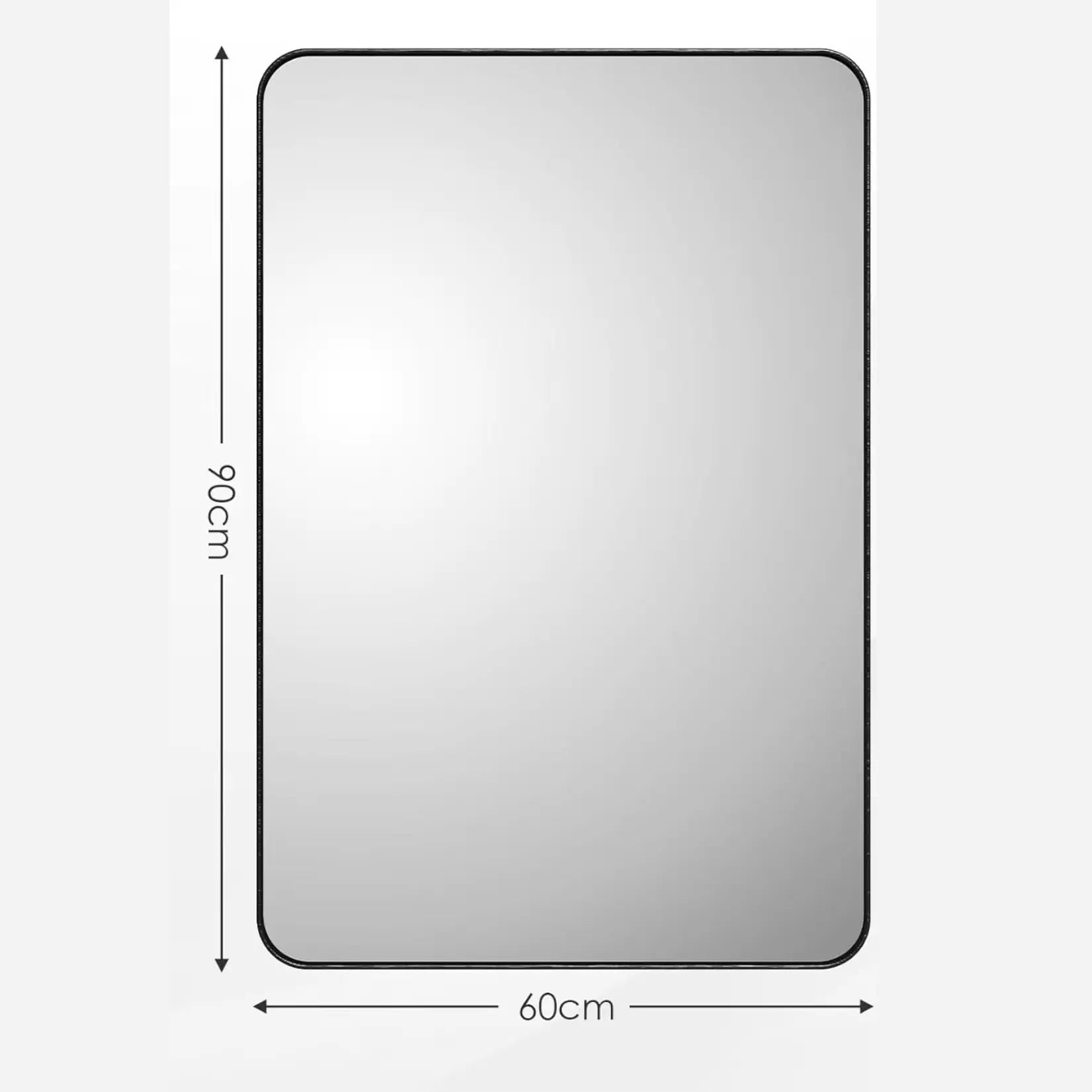 Miroir salle d eau noir avec dimensions 60x90 cm.