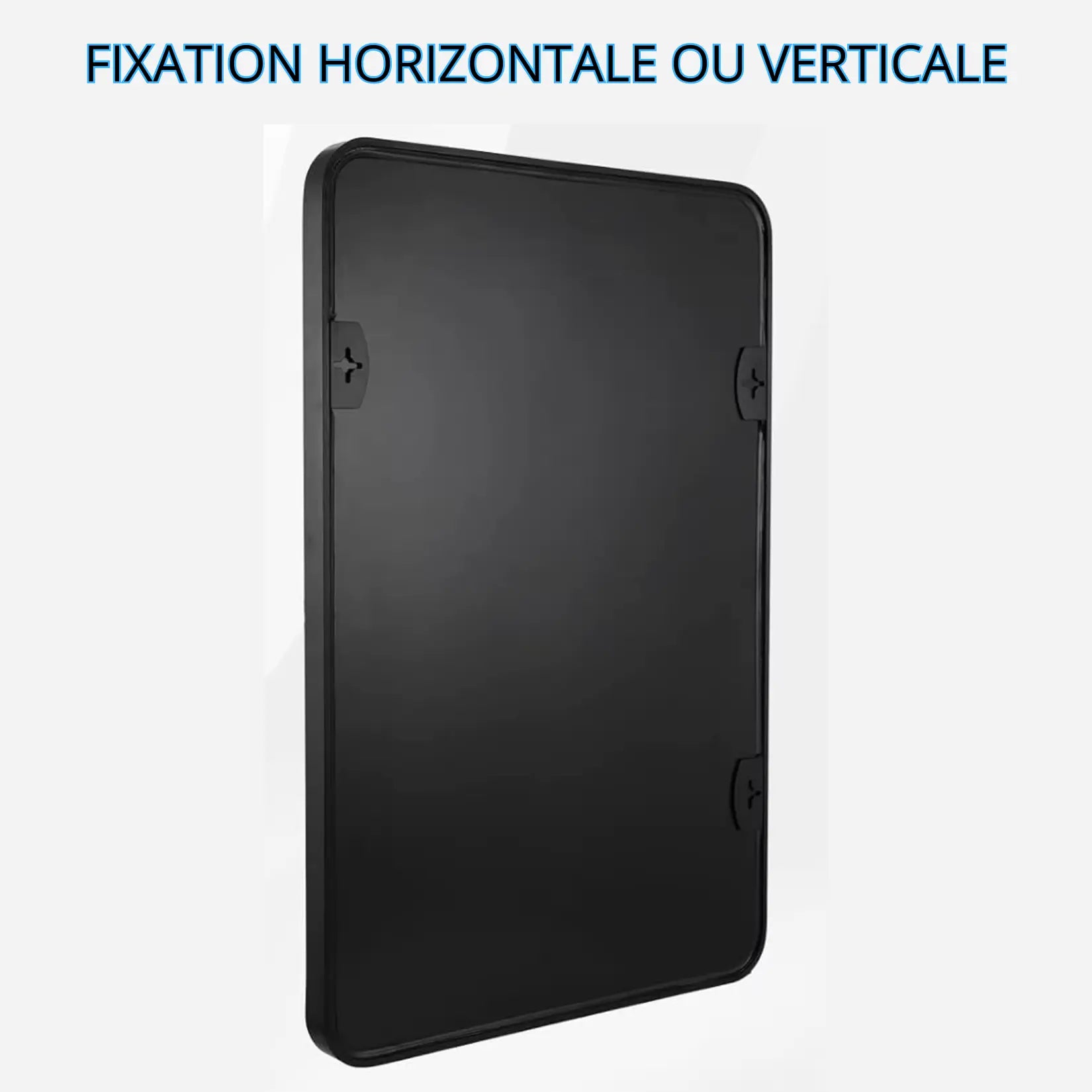 Dos du miroir salle d eau avec système de fixation horizontale ou verticale.