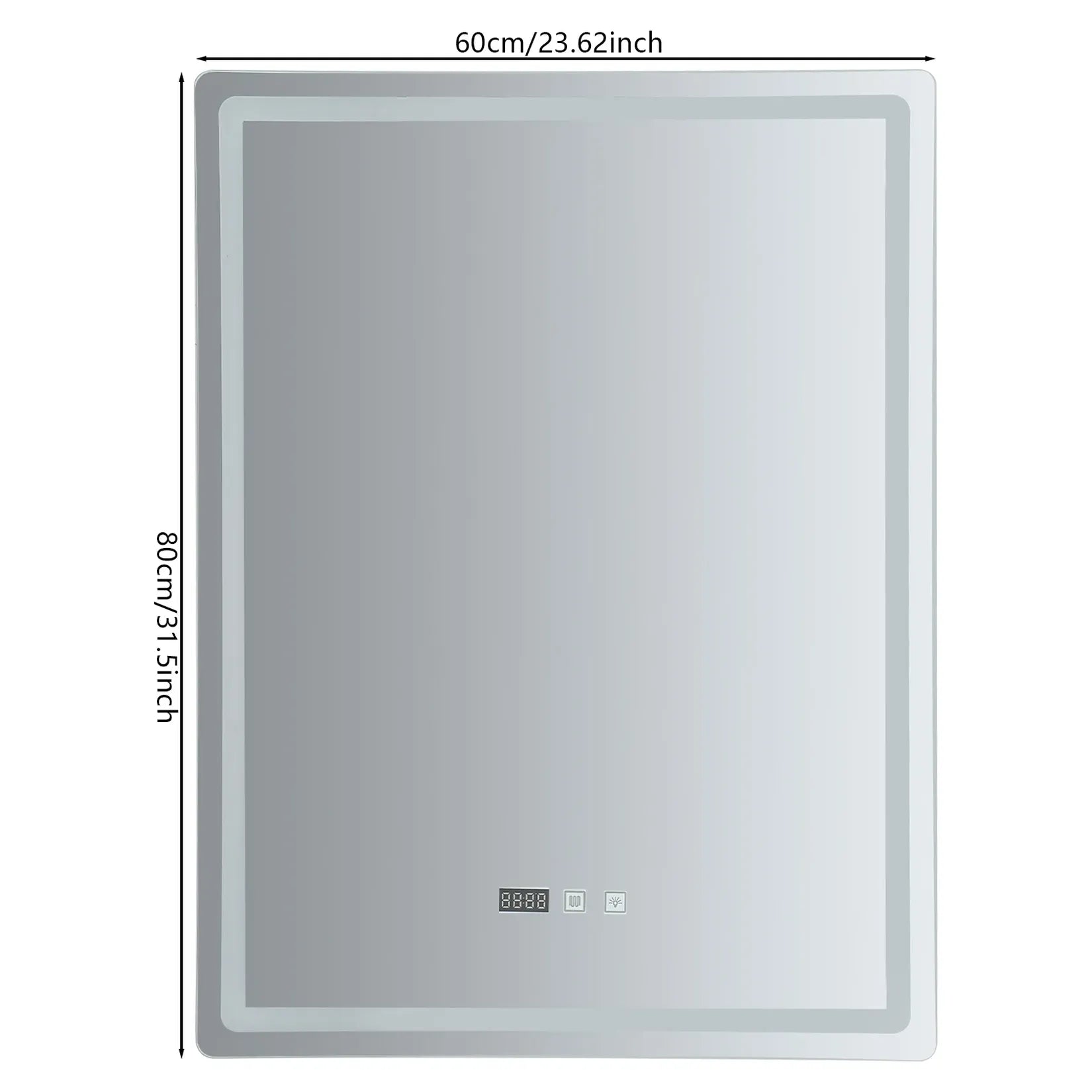 Miroir salle de bain rectangulaire LED 60×80 cm – dimensions.