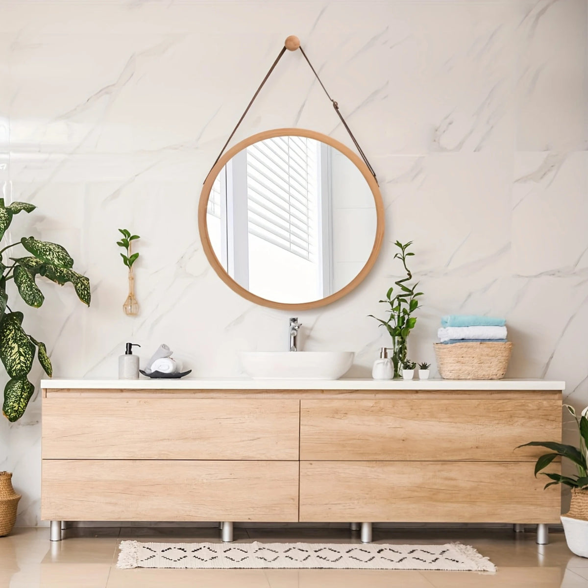 Miroir De Salle De Bain Rotatif En Bambou Five - Grossissant X3