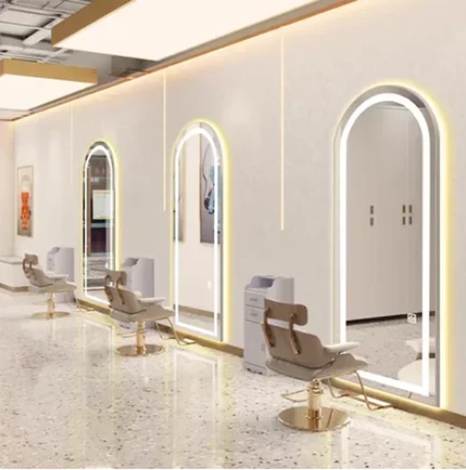 Miroir salon de coiffure 70x170 éclairage LED ambiance.