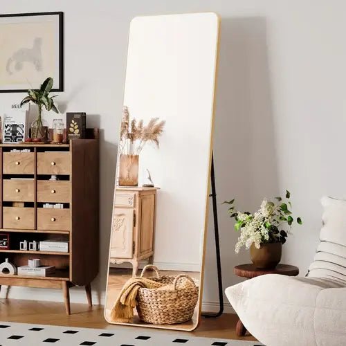 Base solide du miroir sur pied doré 160x60 cm avec cadre en métal