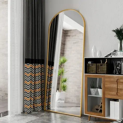 Miroir sur pied doré 180x80 cm espace lumineux