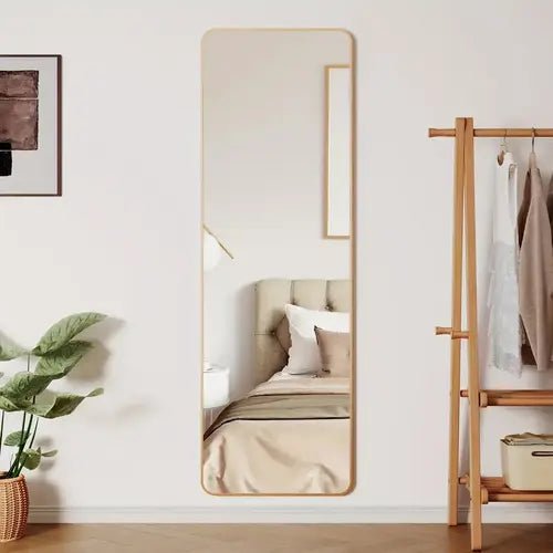 Miroir sur pied doré moderne et raffiné avec cadre en métal 160x60 cm