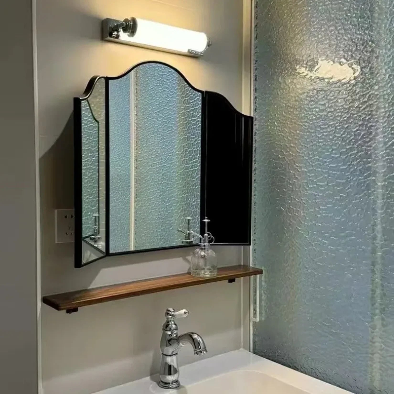 Miroir Triptyque Gatsby Noir Salle de Bain Lavabo.