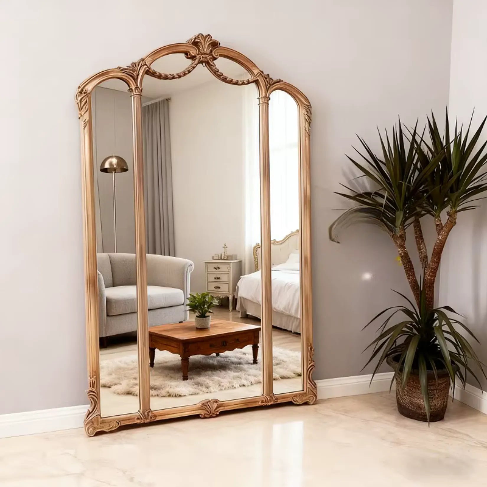 Miroir Trumeau Doré 110x180 cm Salon Contemporain.