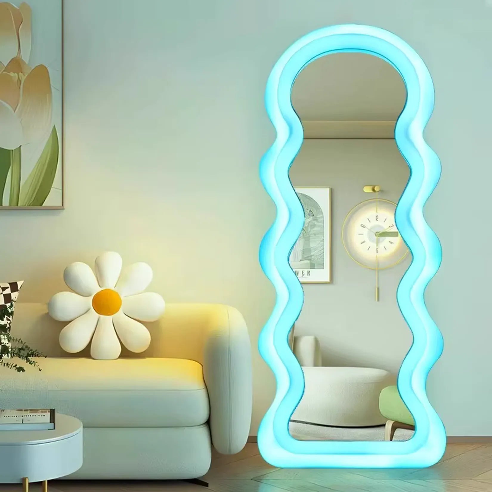 Miroir Ultrafragola LED Bleu Mise en Situation Chambre