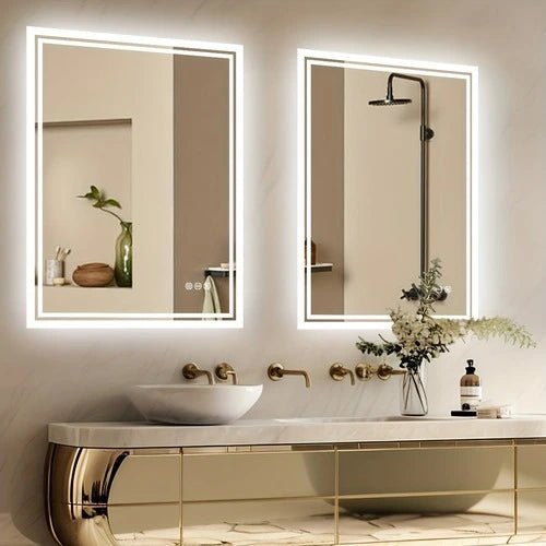 Miroirs rectangulaires 60x80 pour salle de bain, éclairage LED moderne et design raffiné