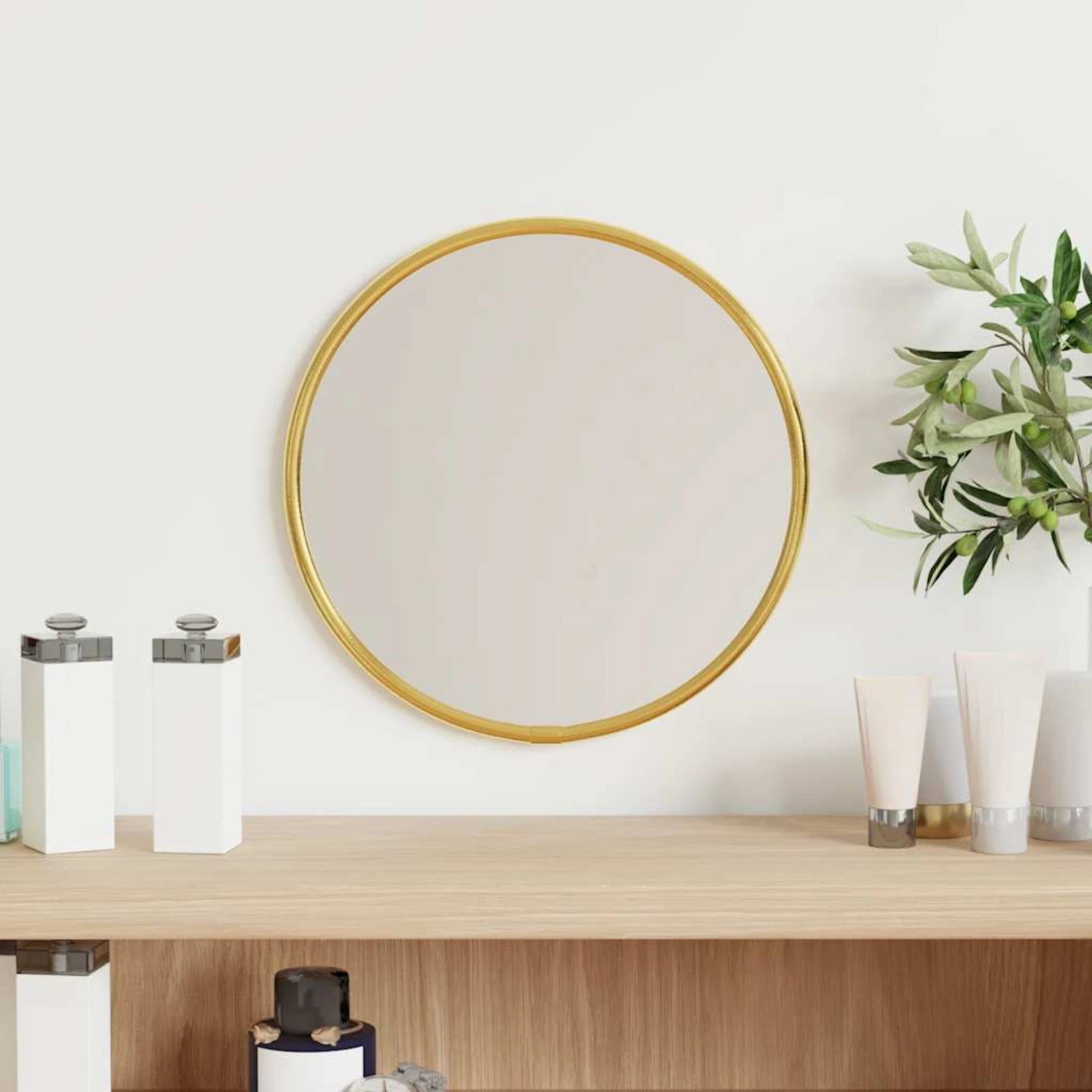 Petit Miroir Rond Doré 20 cm pour Décoration Murale Élégante.