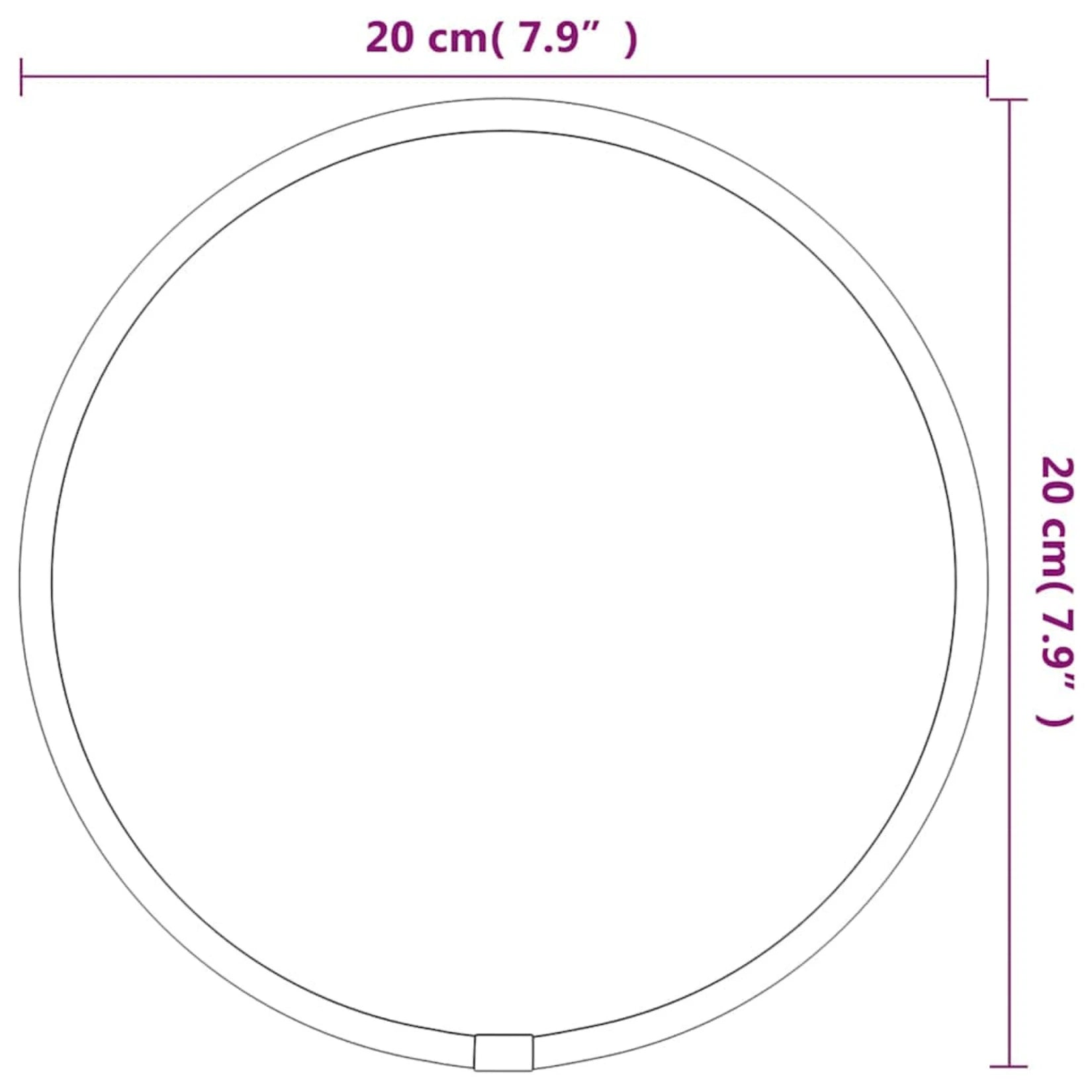 Dimensions Détaillées du Petit Miroir Rond Doré 20 cm.