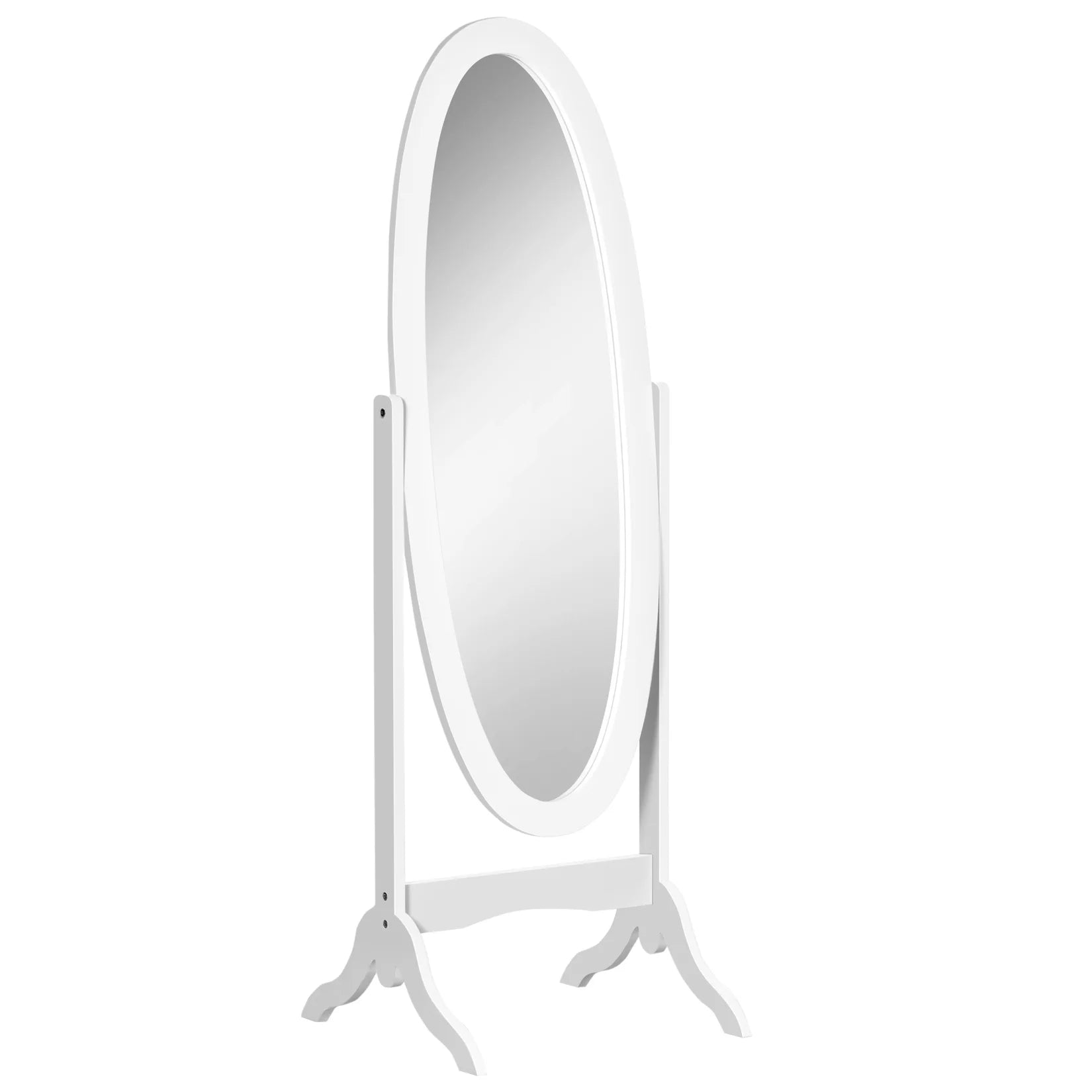 Psyché Miroir Ovale Blanc sur Pied.