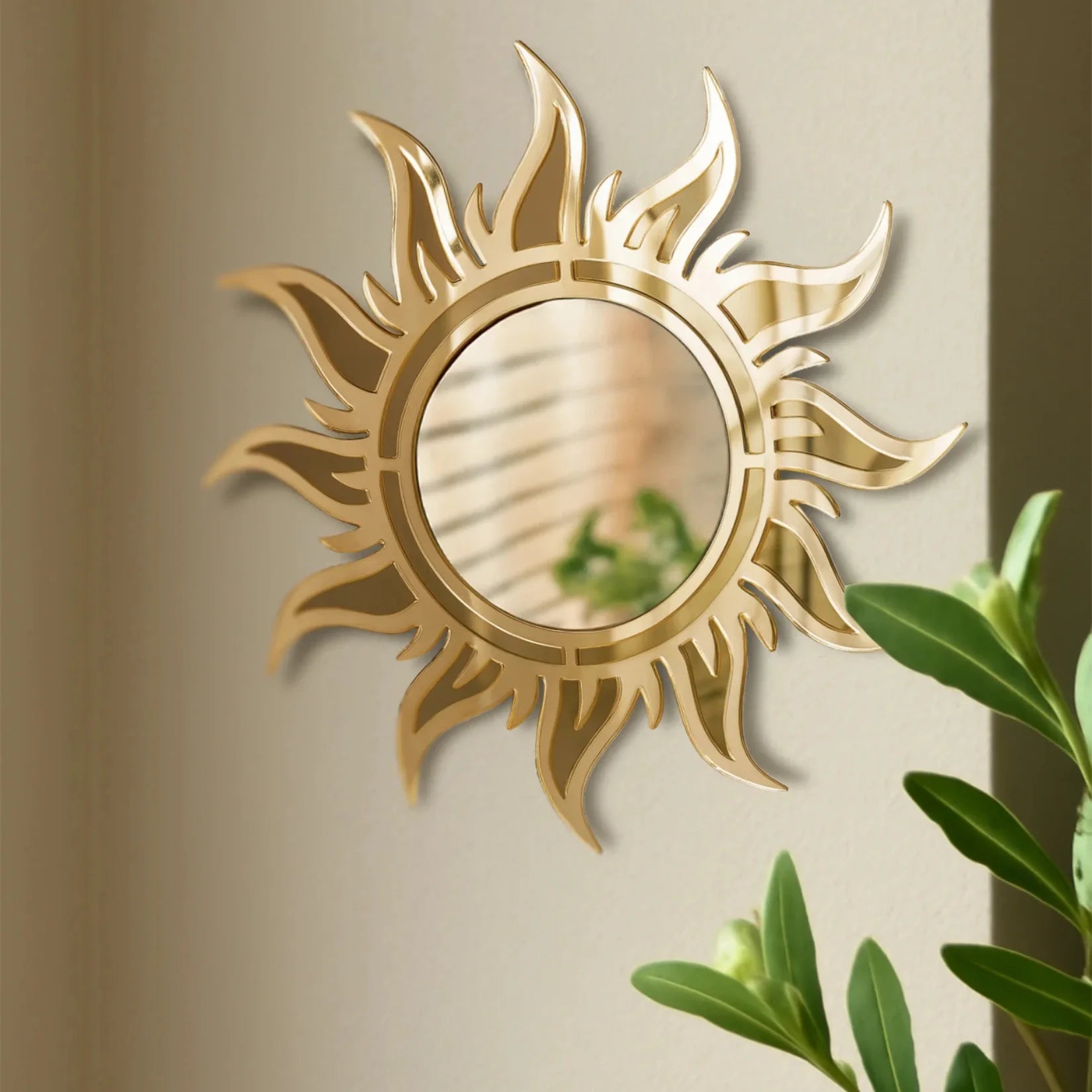 Soleil miroir mural 26 cm déco bohème salon.