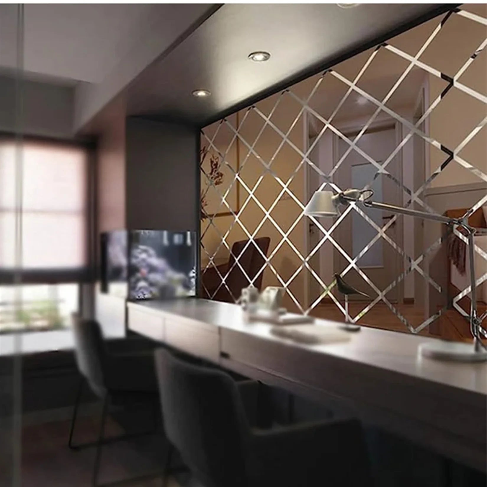 Stickers miroir diamant bureau design moderne.