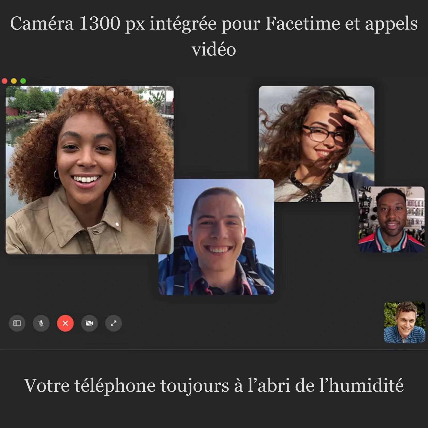 TV miroir salle de bain avec caméra intégrée pour appel vidéo.